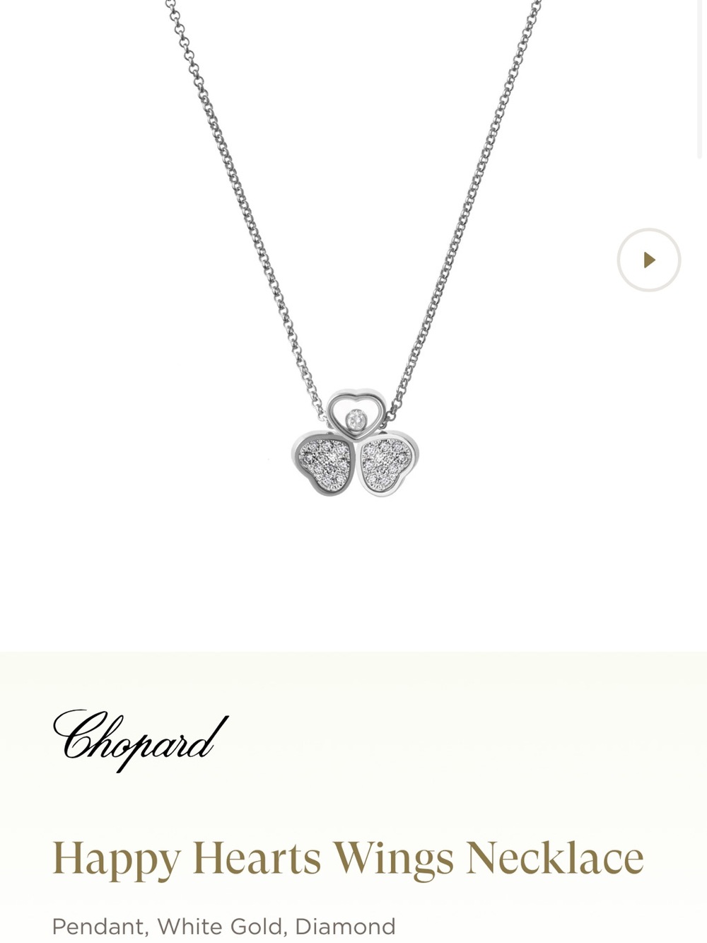 Chopard White Gold Happy Hearts Clover Diamond Pendant Necklace